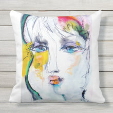 Load image into Gallery viewer, Artful Pillow, OUTDOOR, 20&quot; x 20&quot;, &quot;Flower Garden&quot; side 1 &quot;The Show&quot; side 2
