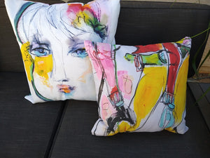 Artful Pillow, home accent, 13" x 21" lumbar, "Transforming The Warp"