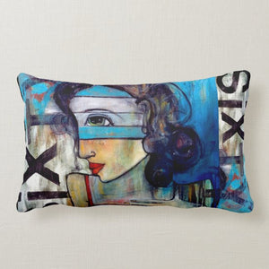 Artful Pillow, home accent, 13" x 21" lumbar, "Sixty" horizontal side 1 "Sixty" vertical side 2