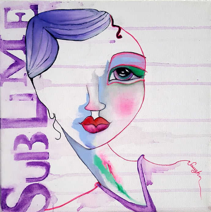 Original oil painting featuring fashion inspired painting with text