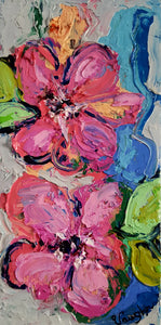 Original painting "Symphony of Petals" oil on birch panel, 4" x 8"