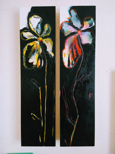 Original painting "Noir in Red", oil on birch panel, 6" x 24"
