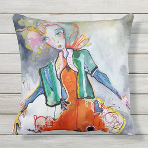 Artful Pillow, OUTDOOR, 20" x 20", "The Get Down" side 1 "The Get Down Crop" side 2