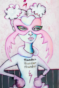 Printed Art Card, "Thunder", 4"x 6" x 1.0 mm thick substrate paper, Collectible, Frameable
