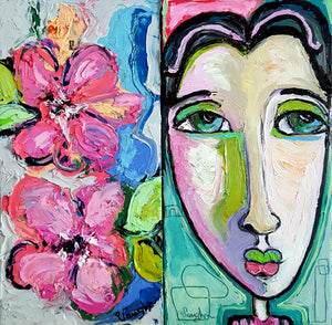 Original painting "Symphony of Petals" oil on birch panel, 4" x 8"
