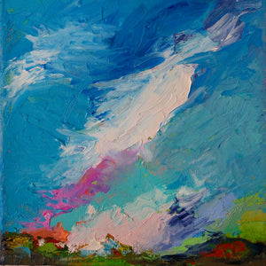 Original painting "Tucson Mountains", oil on canvas, 6" x 6"