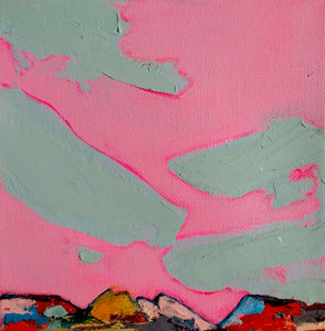 Original painting "Tucson Pink #2" oil on canvas panel, 6" x 6"