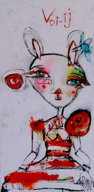 Original oil painting raw and figurative style by Liz Vaughn