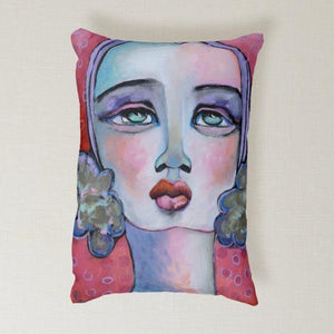 Artful printed lumbar pillow with two separate designs. 12" x 16"