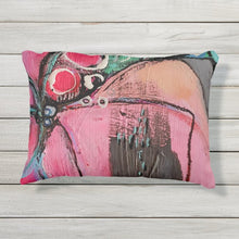 Load image into Gallery viewer, Artful Pillow, OUTDOOR, 12&quot; x 16&quot; lumbar, &quot;Watercolor&quot; side 1 &quot;E Squared&quot; side 2
